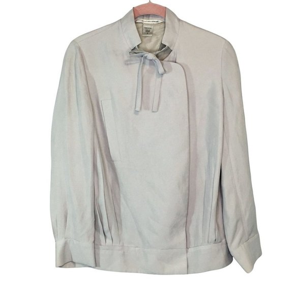 Diane Von Furstenberg Jackets & Blazers - Diane Von Furstenberg DVF Cream Blazer Jacket Size 0 Snaps Nehru Collar Necktie